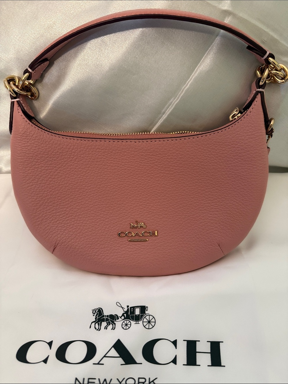 🩷COACH NWT Pink Petal Mini Payton Leather Shoulder Bag With Gold Hardware - Picture 4 of 11